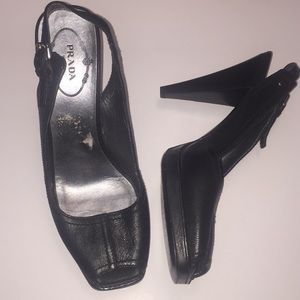 Prada black leather pumps - used